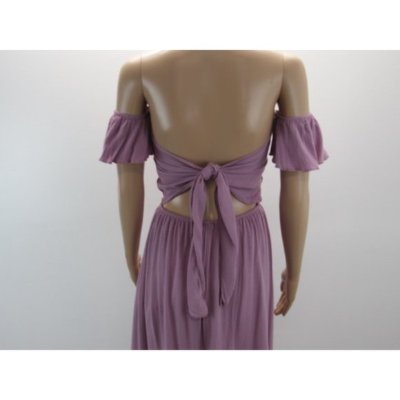 SALTY LEMON OFF SHOULDER HI-LOW MAXI DRESS SIZE  MEDIUM - Picture 4 of 8